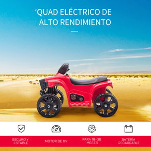 Quad Eléctrico Niños de 18-36 Meses Batería 6V Faros Bocina 65x40x43 cm Rojo