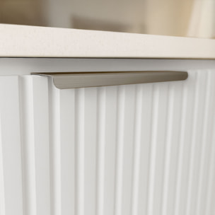 Pack Meuble salle de bain 80cm et Colonne de rangement - Façades Blanches Ondulées - MILO