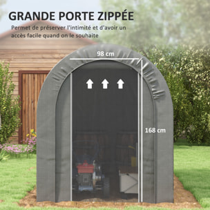 Abri de jardin rangement extérieur dim. 239L x 159l x 190H cm - porte zippée - acier galvanisé PE gris