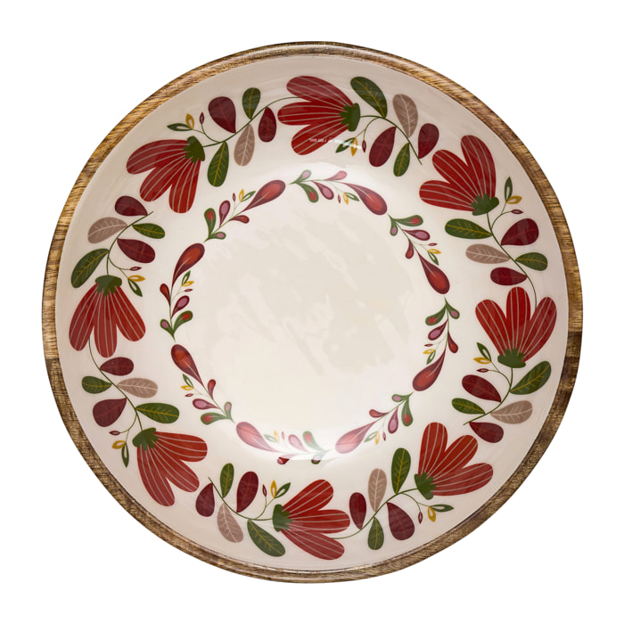 Saladier - HOME DECO FACTORY - Selena - Bois de Manguier - Multicolore - 27,5 cm