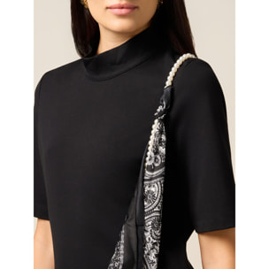 Oltre - Vestito tubino con dettaglio foulard - Nero