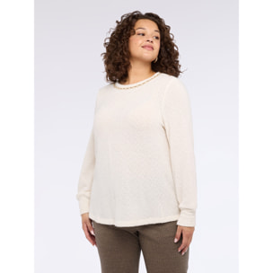 Fiorella Rubino - T-shirt in jersey con dettaglio sullo scollo - Bianco