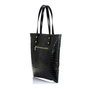 Benedetta Bolso Shopper Mujer.Piel auténtica Gamuza Grabado Cocodrilo