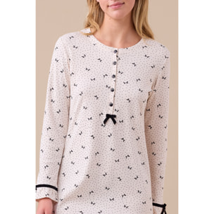 Camicia da notte donna caldo cotone articolo fiocco Noidinotte