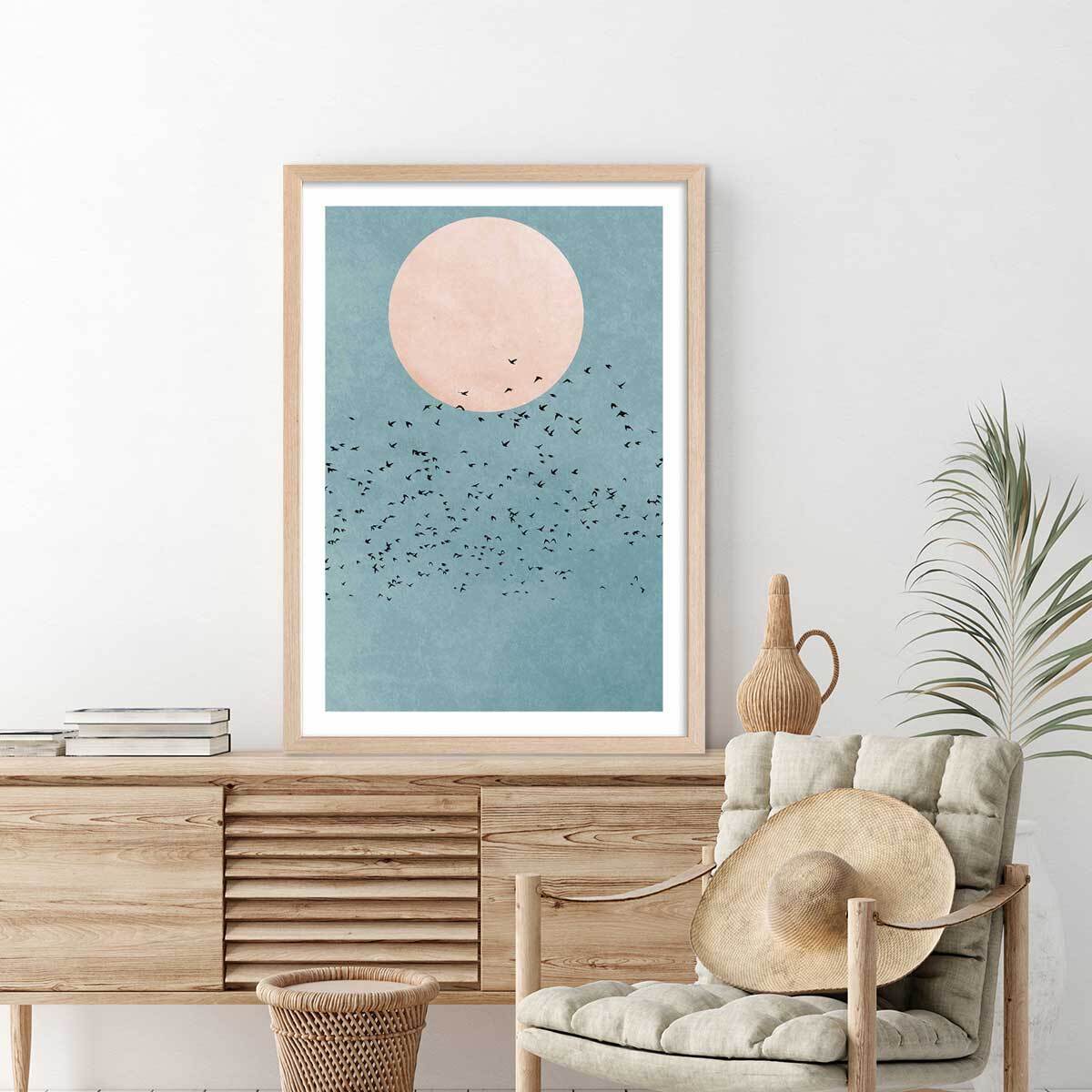 Affiche paysage Beauté du jour Affiche + cadre en bois - Chêne