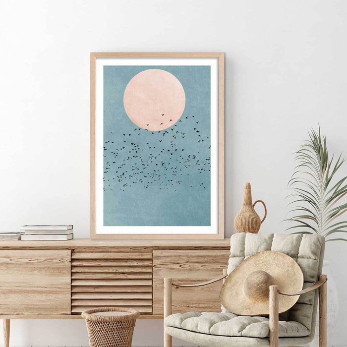 Affiche paysage Beauté du jour Affiche + cadre en bois - Chêne