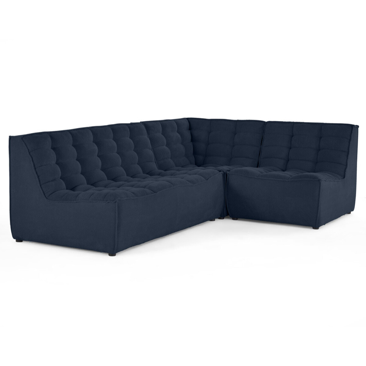 Ellie - canapé modulable d'angle réversible 4 places en velours texturé - Bleu marine