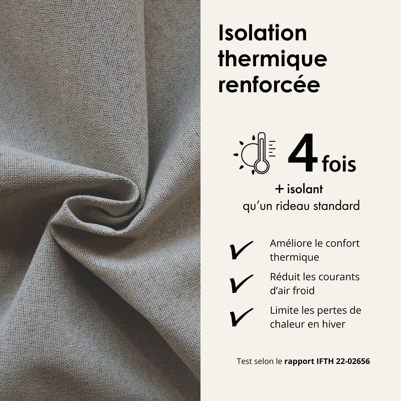 Rideau 100% occultant double face galon fronceur MIDNIGHT - Taupe