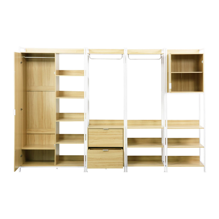 Kit dressing modulable décor bois et métal 4 éléments CLEVER