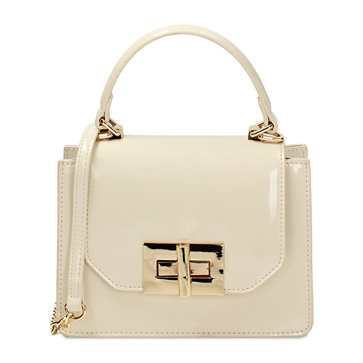 Minibag crema pequeña de charol