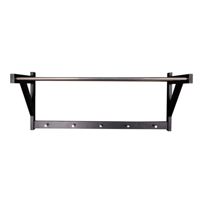 Appendiabiti da parete Padova in legno e acciaio nero 78x32 cm