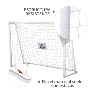 Portería de Fútbol Puerta de Fútbol con Soporte de Metal y Red para Entrenamiento de Fútbol en Jardín Aire Libre 186x62x123 cm Blanco