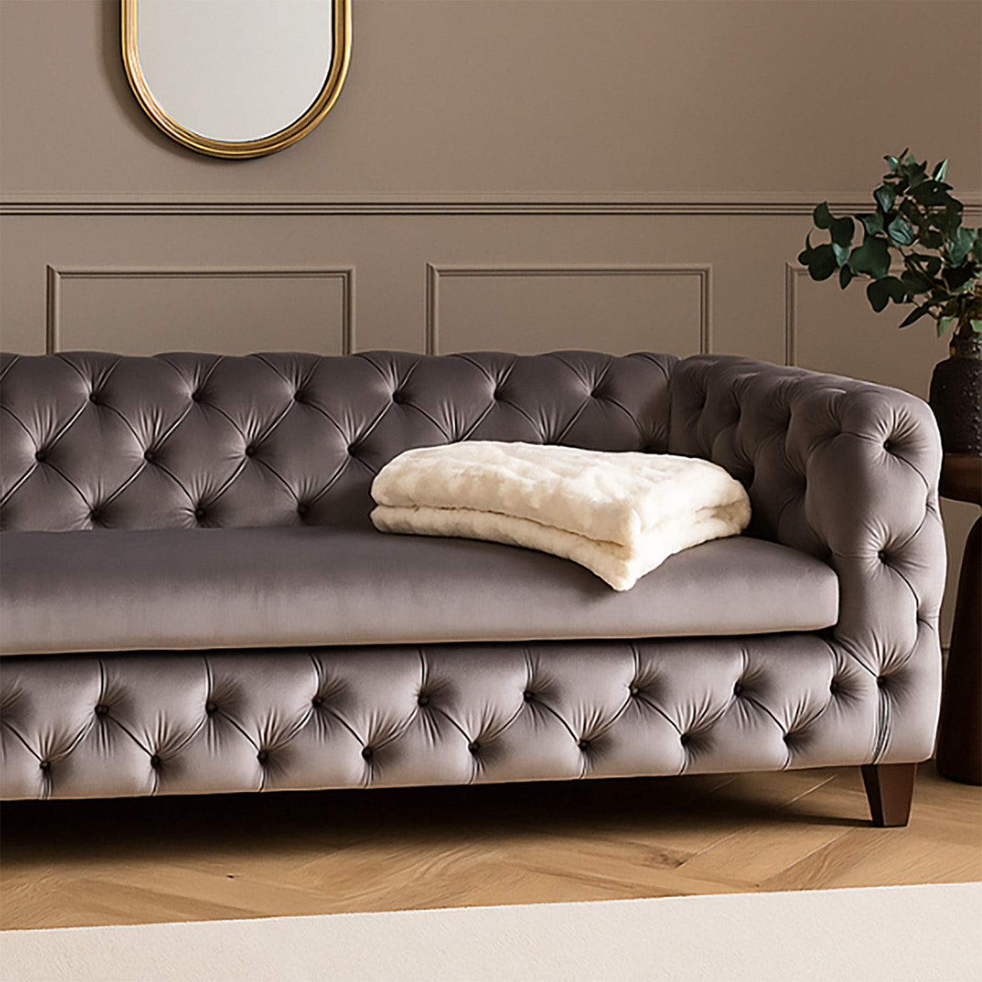 Canapé Desire 3 places velours gris Kare Design