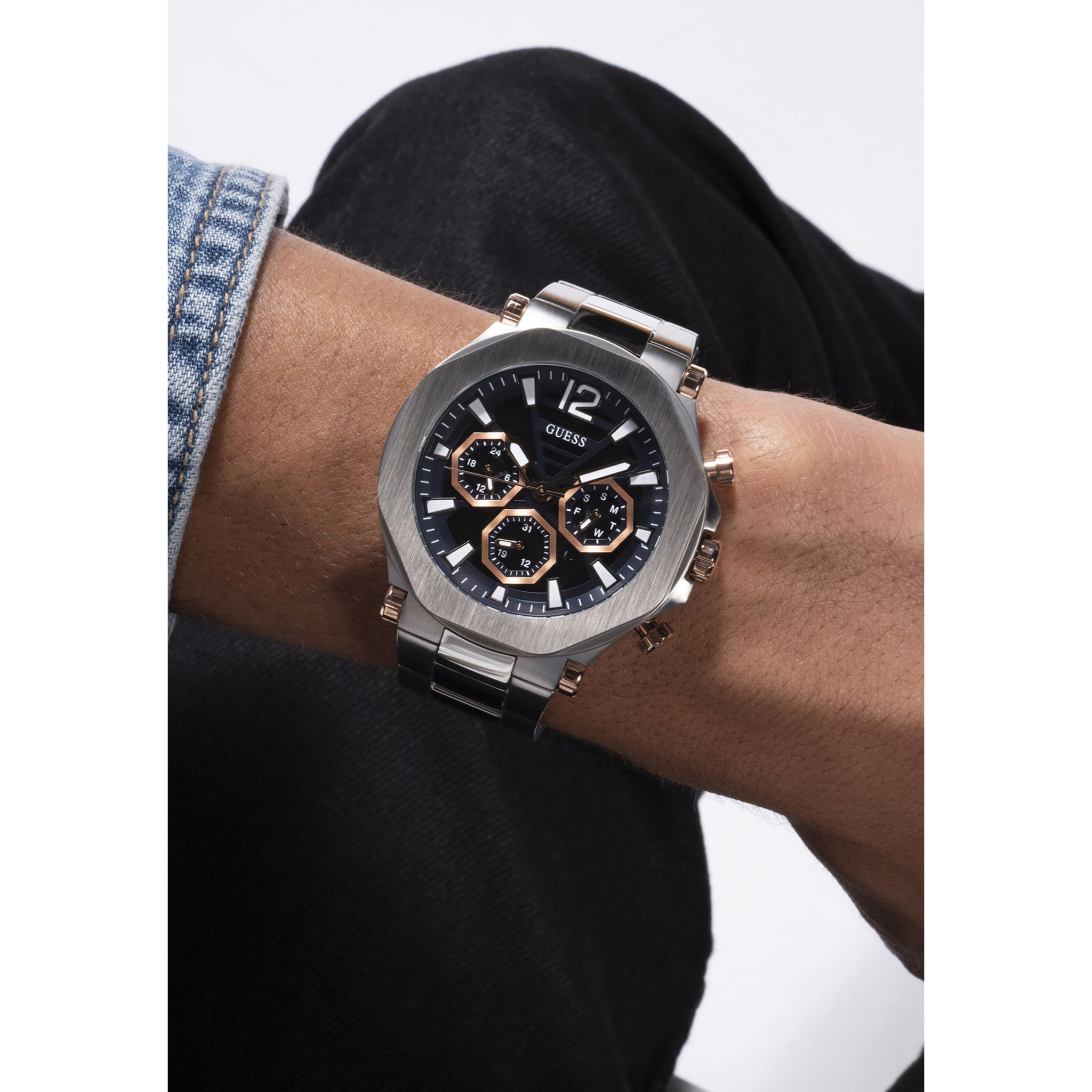 Guess Analogico Al Quarzo Guess Mens Black Multi-Function Watch