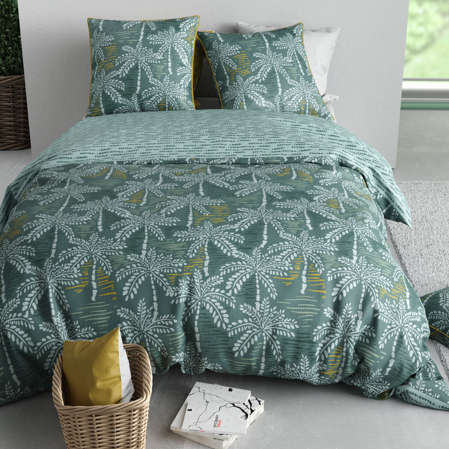 Parure housse de couette 3pcs microfibre effet pêche tobago