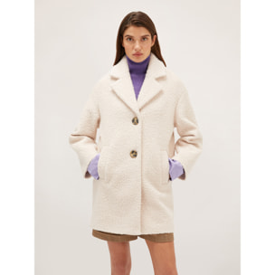 Motivi - Abrigo de botonadura simple en paño bouclé - Blanco