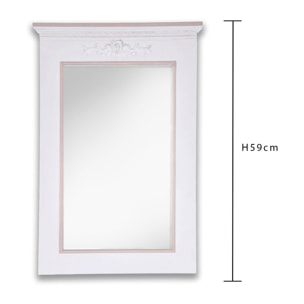 Specchio Con Decoro. Misure 59 X 29,5 Cm - Pezzi 1 - 39,5X58,5X3,3cm - Colore: Bianco - Bianchi Dino - Decori Casa E Complementi