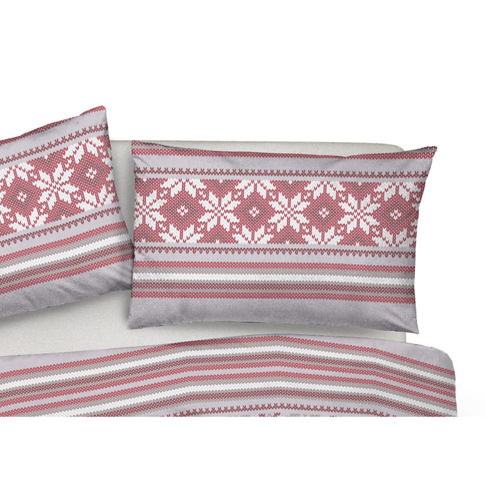 Parure Copripiumino in 100% Cotone Made In Italy Norvegia Rosso