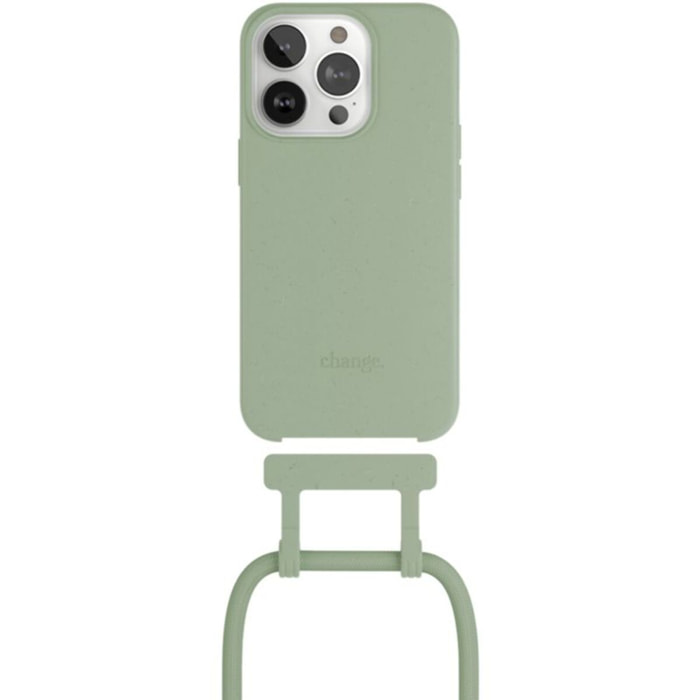 Coque avec cordon WOODCESSORIES iPhone 14 Pro Tour de cou vert