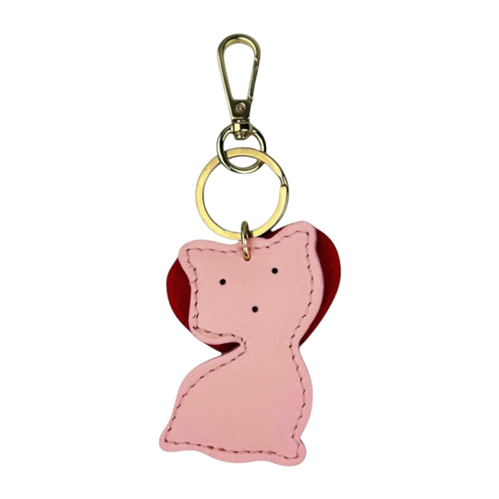Llavero de corazón rojo Cheval Firenze con gato rosa
