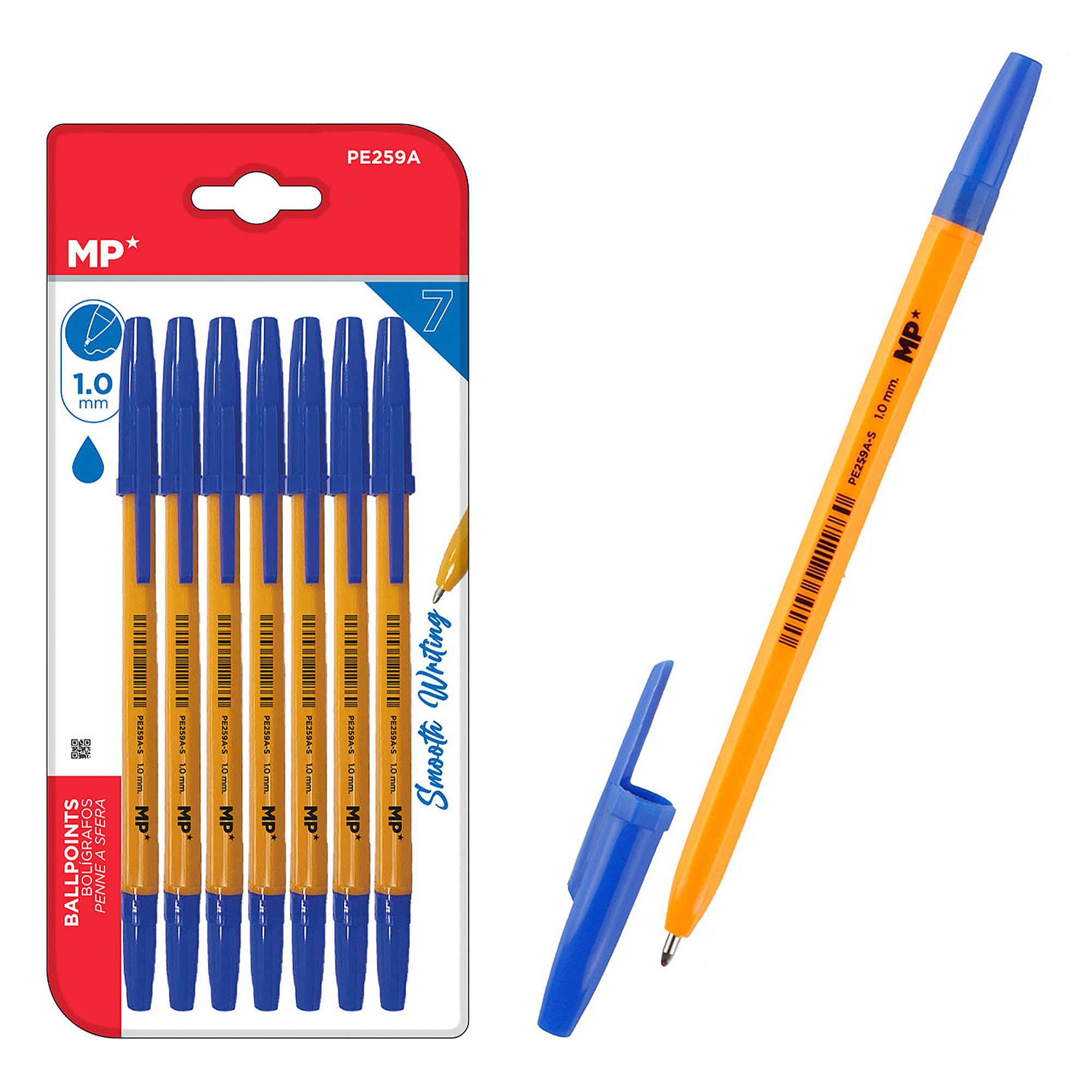 SET BOLÍGRAFOS AZUL SOFT PUNTA 1.0 mm 7 Uds.