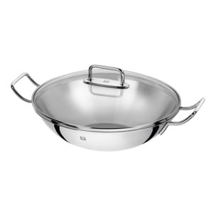 Wok Ø 32 cm ZWILLING Plus, Couvercle en Verre, Acier Inoxydable, , Grille Amovible Inclus