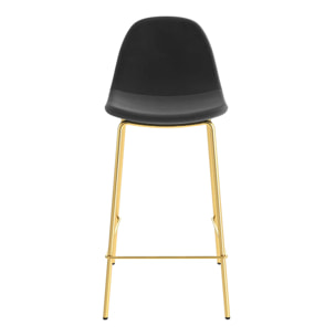 Lot de 2 chaises pour îlot central 65 cm en velours noir et doré - Henrik