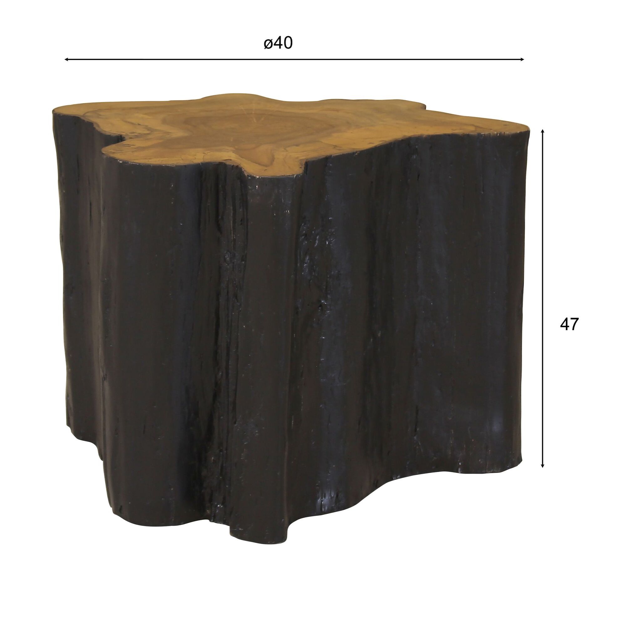 Bout de canapé en bois brûlé 40cm KURO