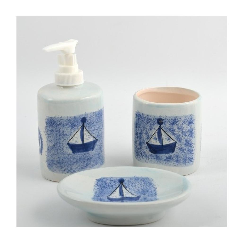 Lot d'accessoires de salle de bain BATEAUX Bleu & Blanc MSV