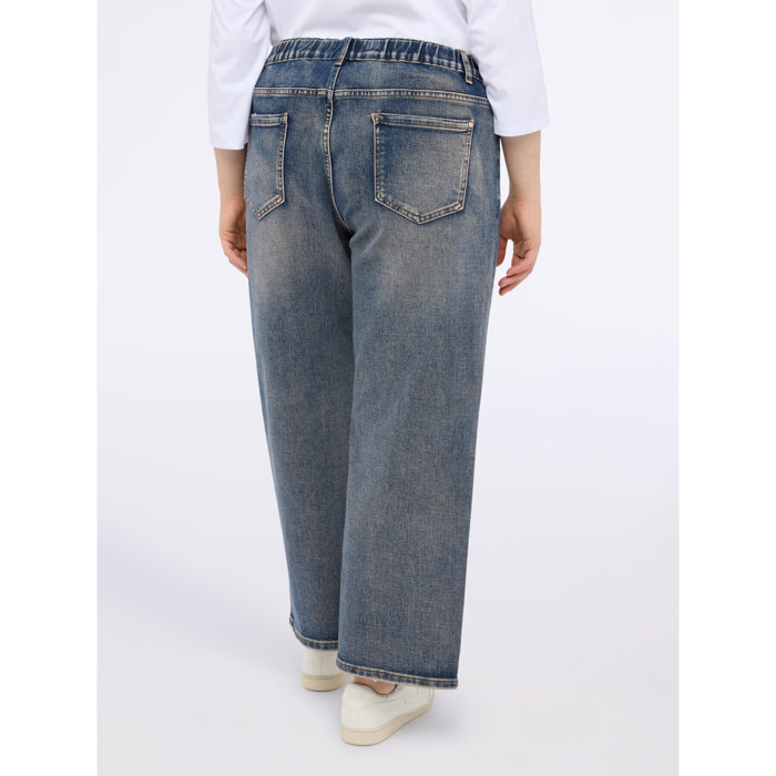 Fiorella Rubino - Jeans cropped gamba ampia - Blu