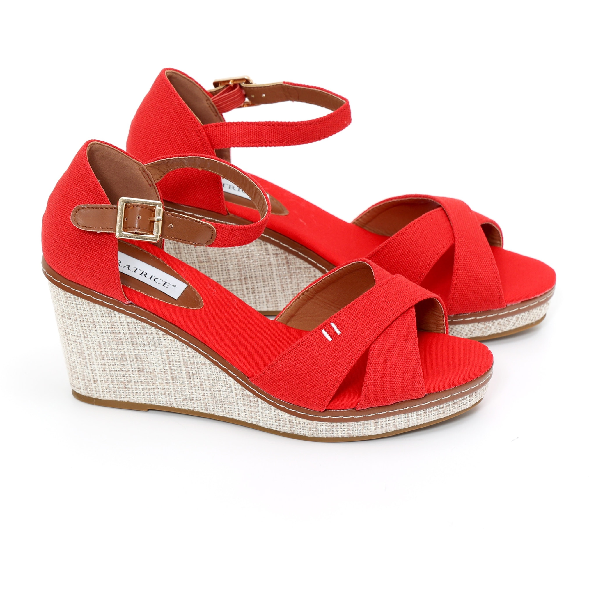 Sandali in tessuto con zeppa