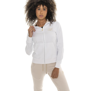 Tuta da donna in cotone non garzato con colletto e zip Leone Chic Gold