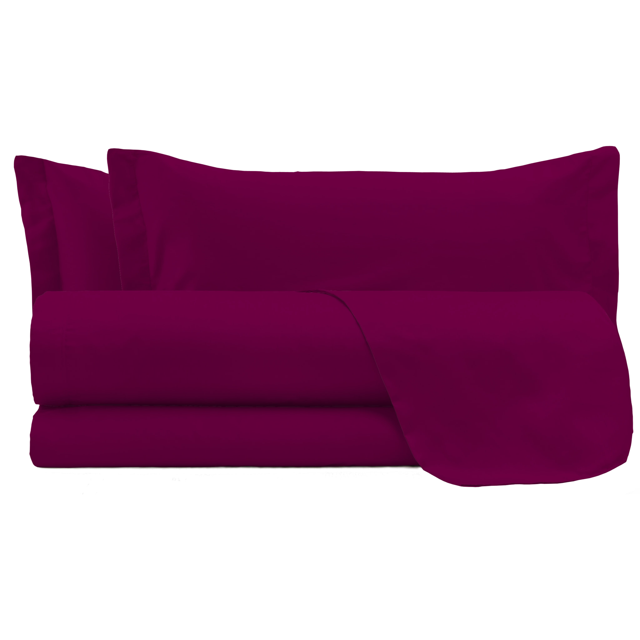 COMPLETO LETTO MAX COLOR MADE IN ITALY COTONE- PRUGNA MATRIMONIALE