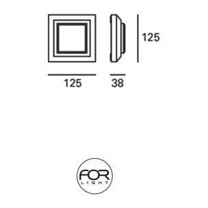Forlight Aplique Ip65 Grove Diffuser Square Led 2W 4000K Negro 172Lm