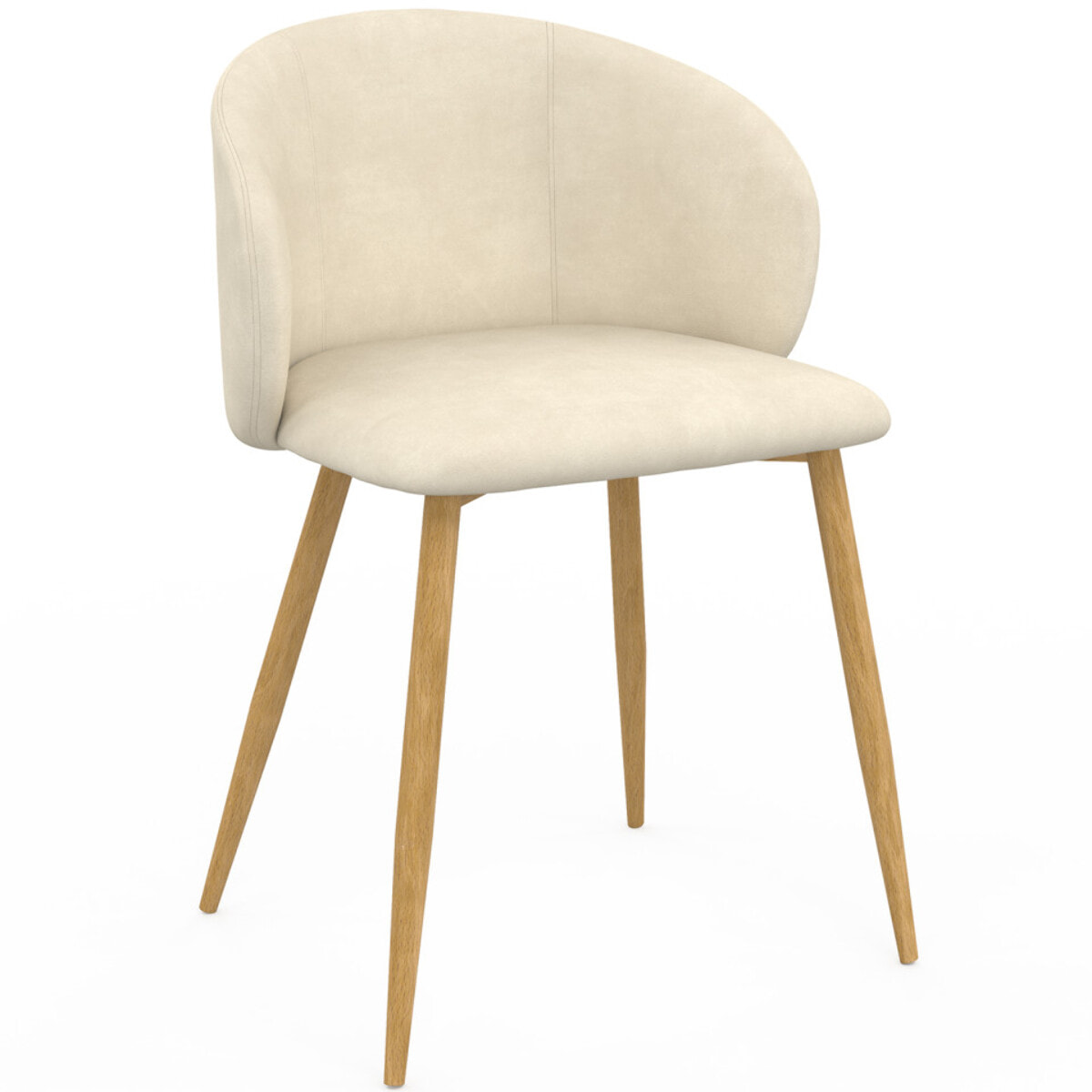 Chaises Léona velours crème et pieds métal bois - lot de 2