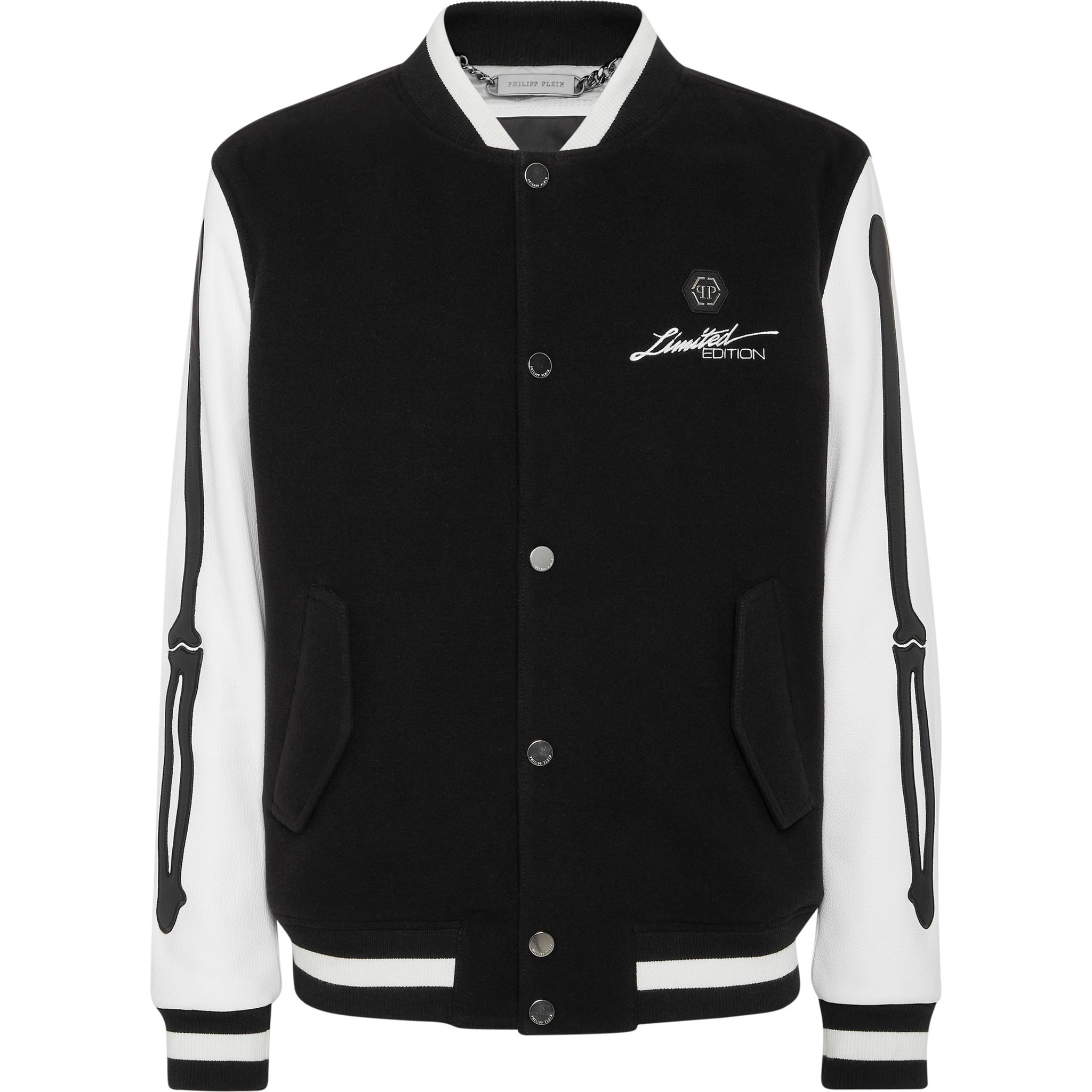 PHILIPP PLEIN Bomber de cuero SKELETON