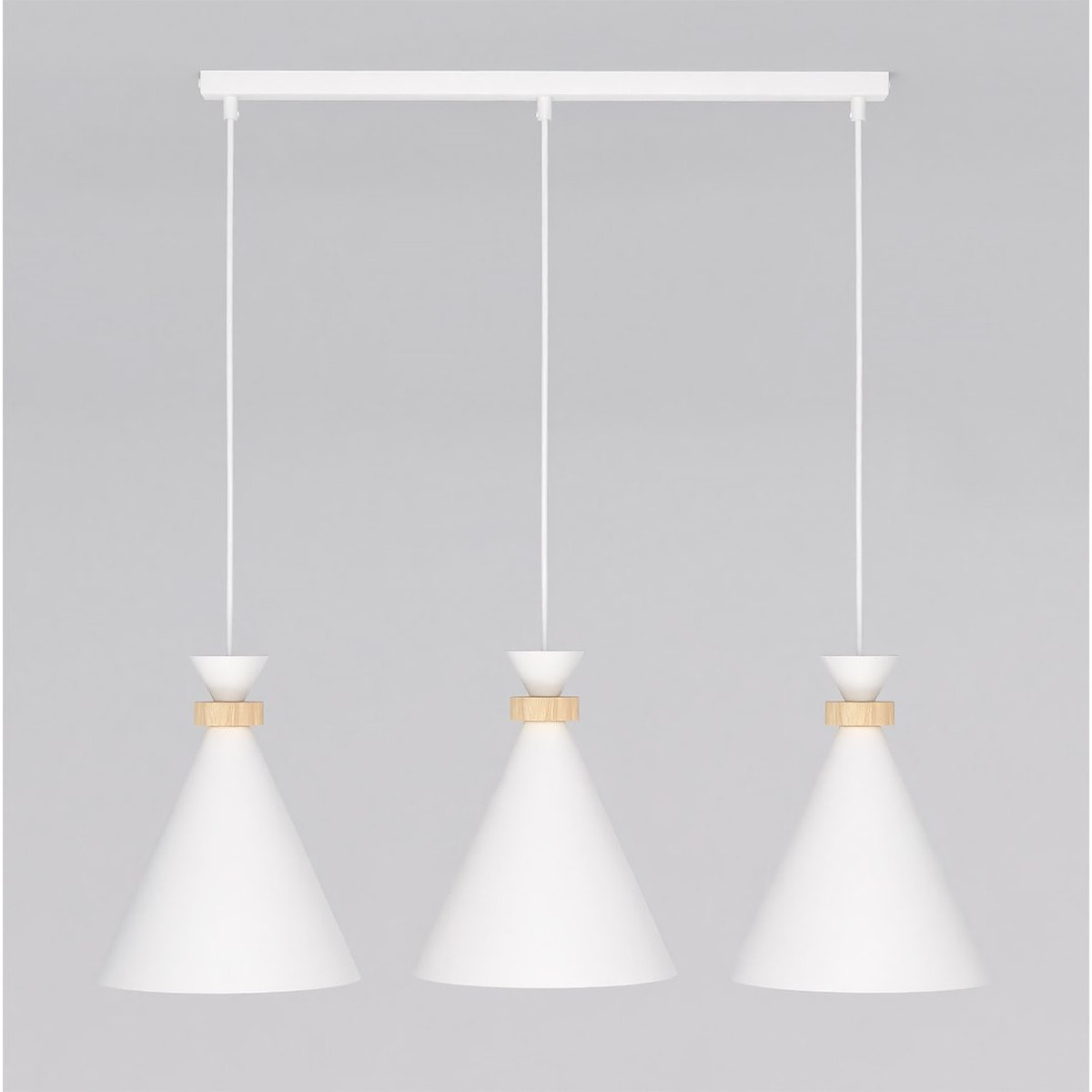 Lampada a sospensione Zero in acciaio bianco opaco e legno