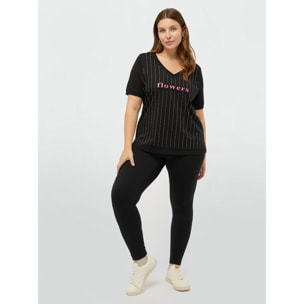 Fiorella Rubino - Camiseta con escritura y strass - Negro