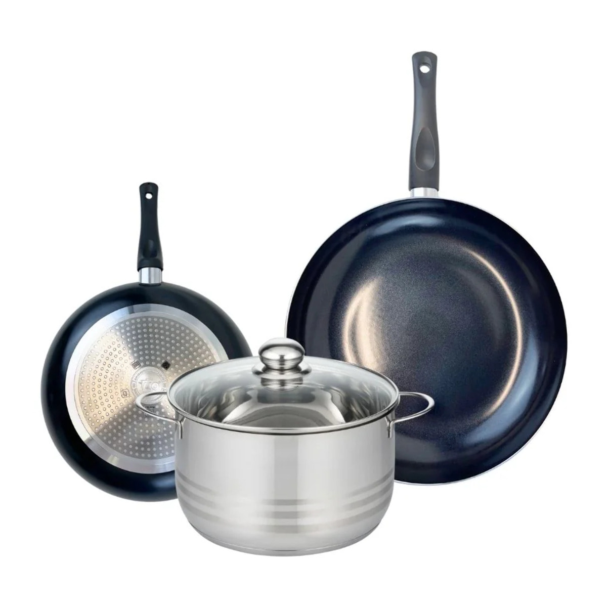Ensemble de 2 Poêles de cuisson 24 et 32 cm et 1 faitout 24 cm Elo Prima Brillant
