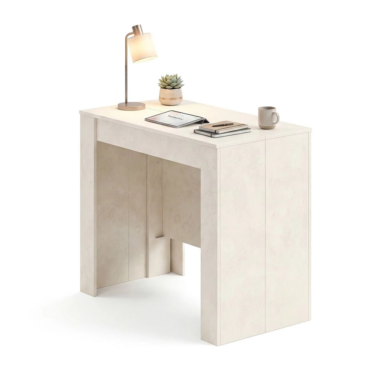 Mesa consola extensible con efecto en microcemento beige 50-235x90 cm Denis Microcemento Beige