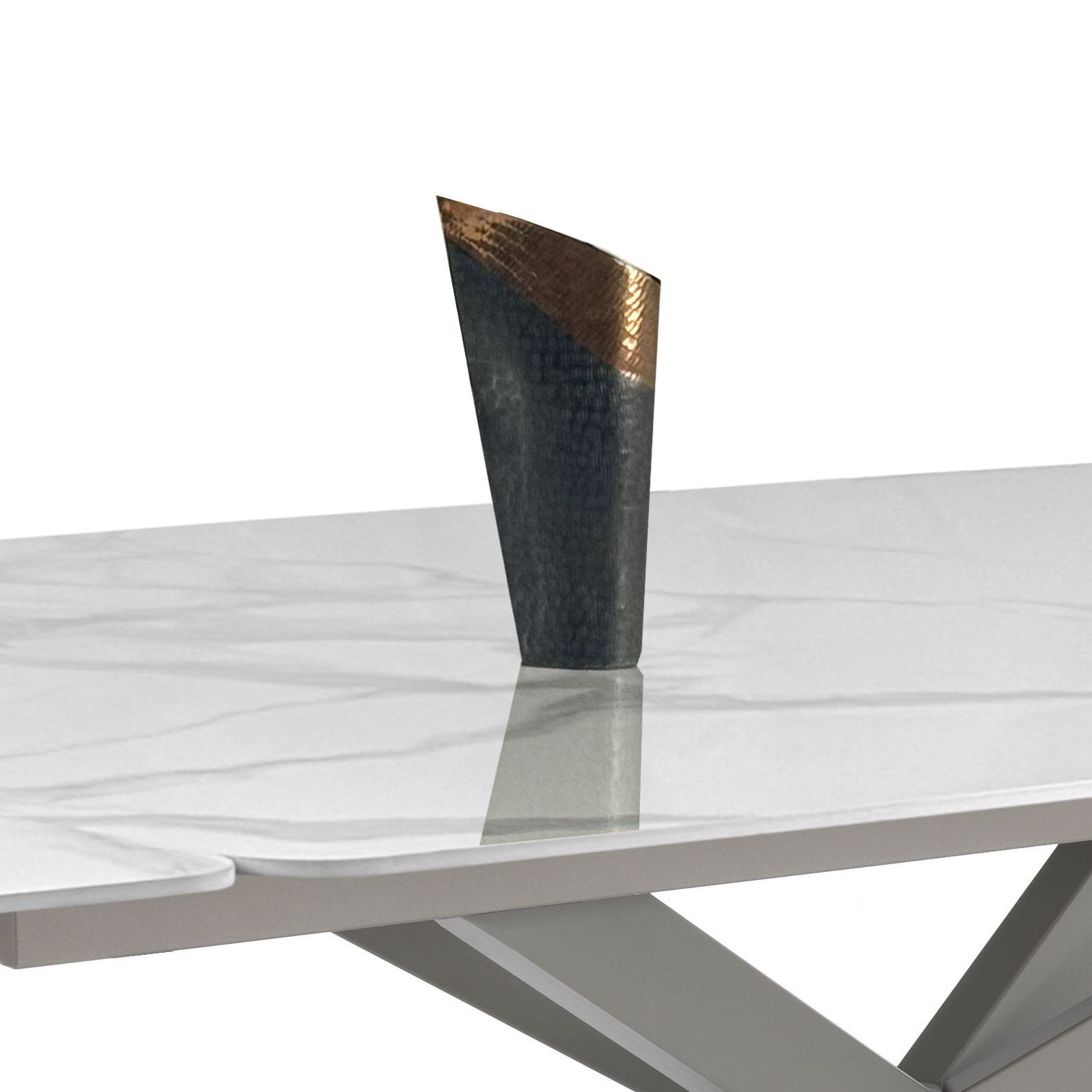 Tomasucci GEMY 160 MARBRE BLANC - PLATINE table ovale extensible