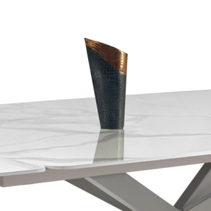 Tomasucci GEMY 160 MARBRE BLANC - PLATINE table ovale extensible