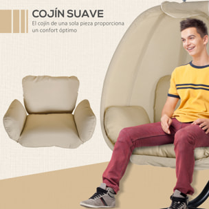 Silla Colgante Huevo con Soporte Columpio Jardín Exterior con Cesta Plegable y Cojín Columpio Colgante para Interior y Exterior Carga 120 kg Caqui