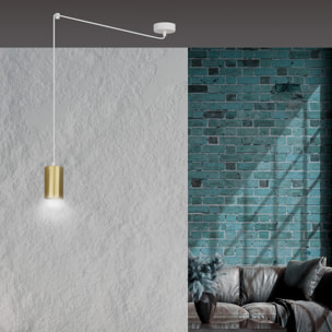 Lampada a sospensione TRAKER in acciaio bianco e oro