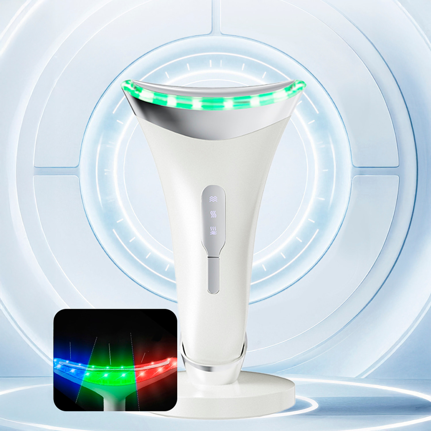 Dispositivo de belleza 3 en 1 con LED, EMS, calor.