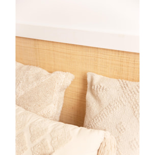Tête de lit en bois massif et raphia blanc en différentes tailles