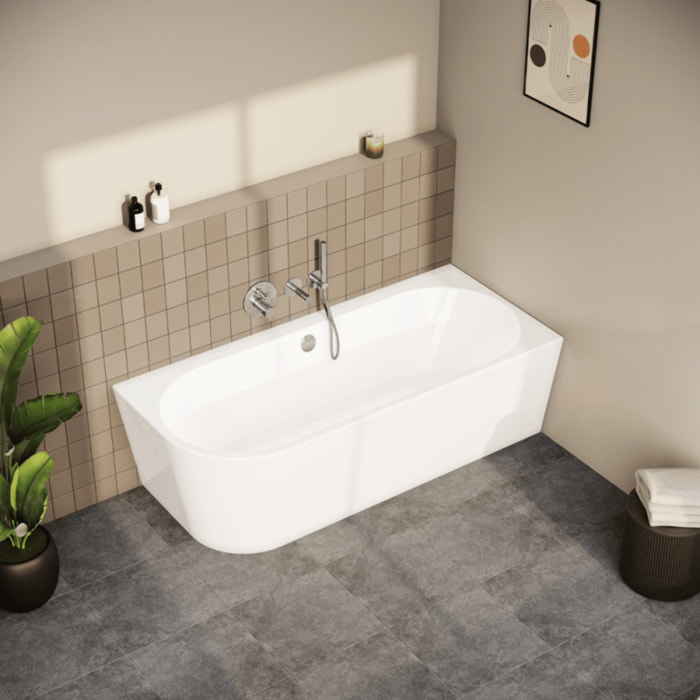 Baignoire murale angle à droite VITRA Geo 180x80 + pieds + siphon standard