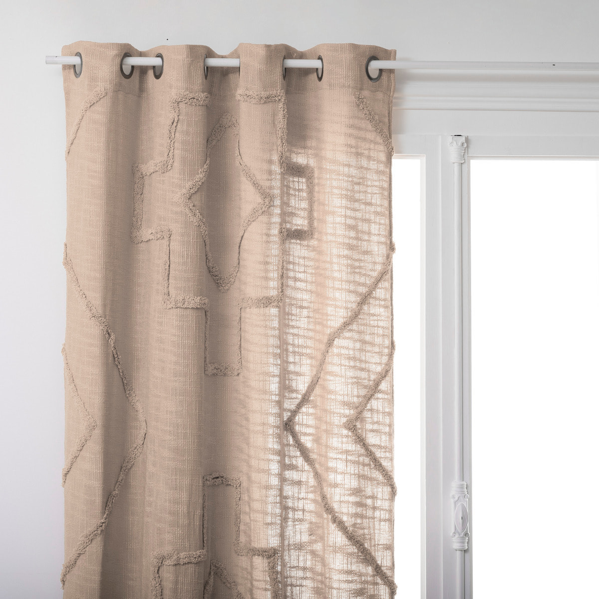 Rideau "Inca" en coton blanc ivoire 130x260cm