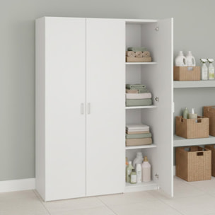 Armadio Con 3 Ante Battenti Multiuso Design Moderno Salvaspazio Funzionale Ampio Vano Con Barra Appendiabiti E Ripiani 115.8 x 49.52 x 175.4 Cm Bianco