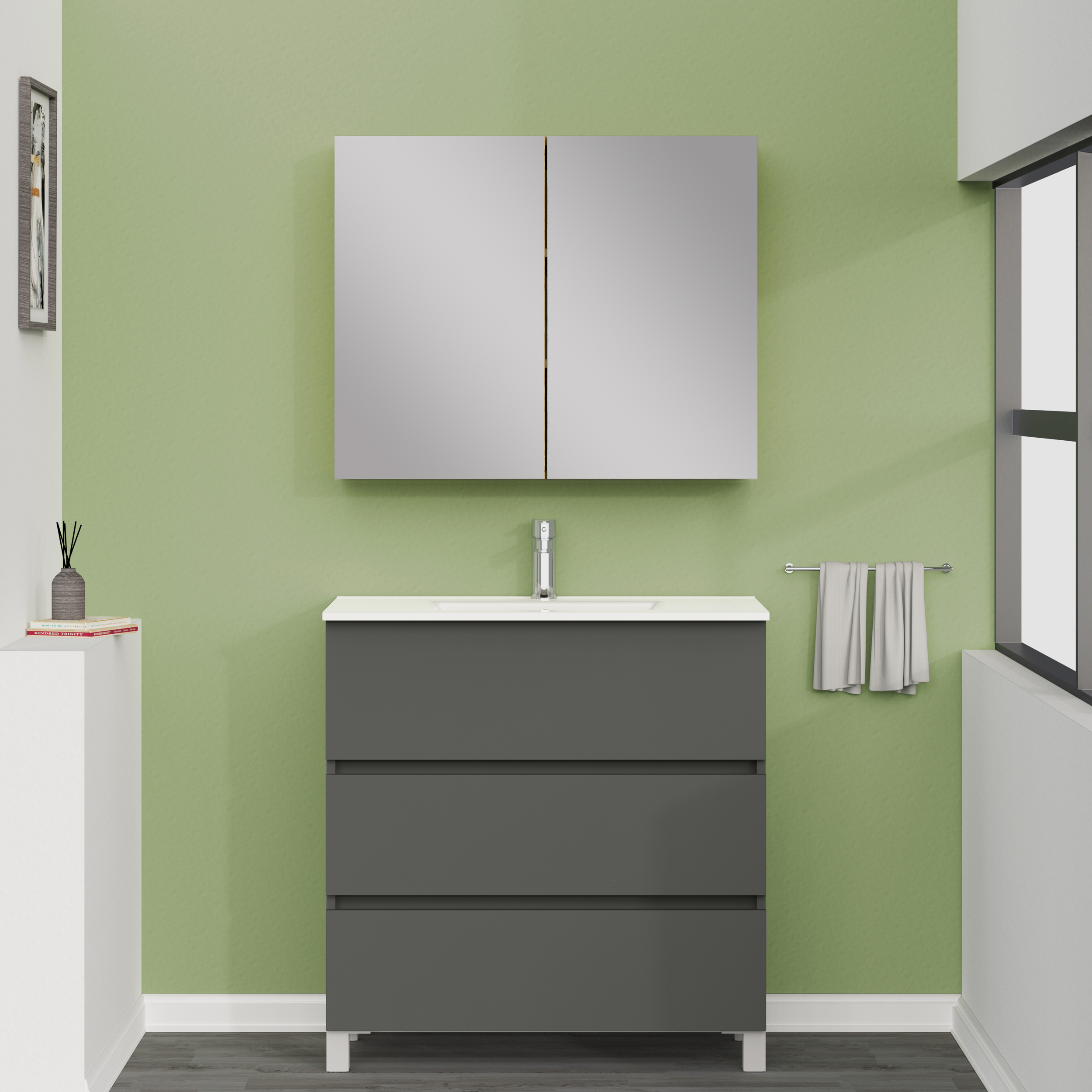 ARMOIRE DE TOILETTE, Alday, 80cm, Bois Nebraska